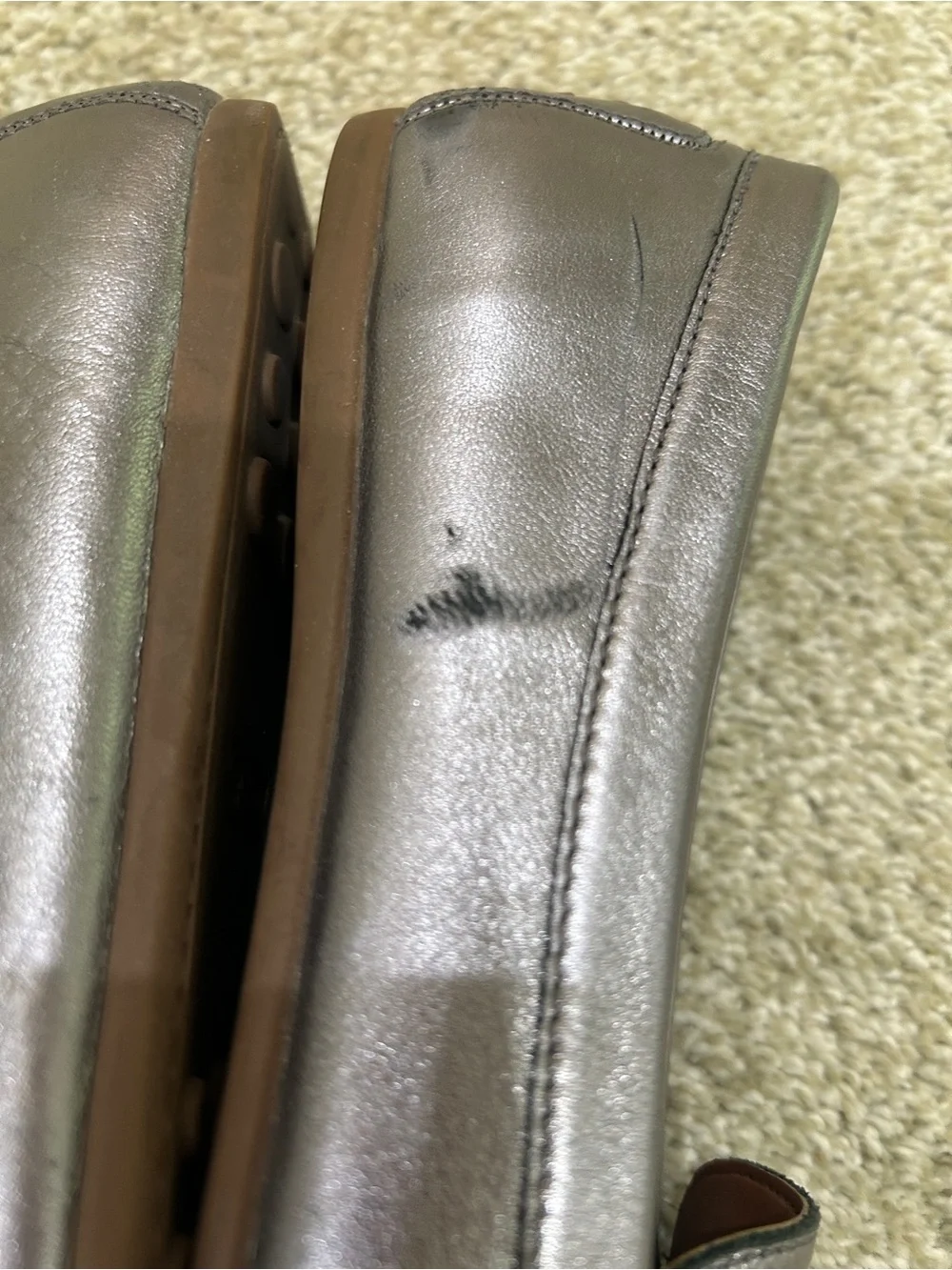 Coach Metallic gunmetal slip-on Tassel bow driving walking Loafers size 10 - Picture 10 of 13